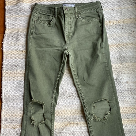 Free People Denim - Free People Green Skinny Jeans